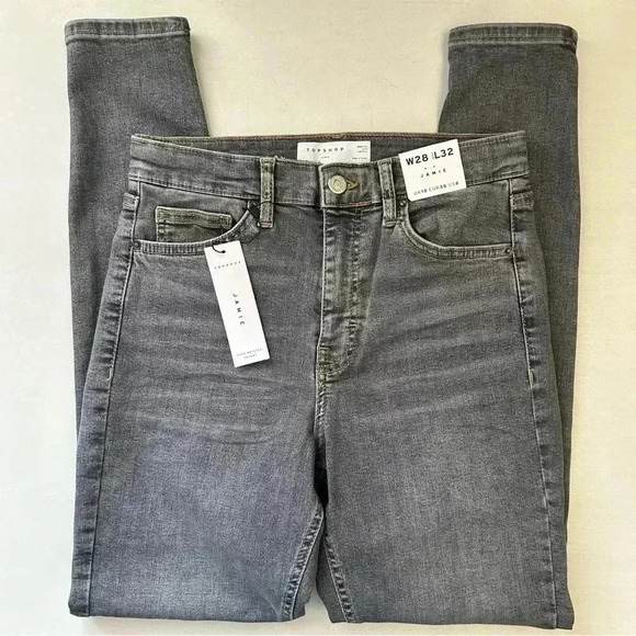 Topshop Jamie Skinny Jeans High Rise Ankle Cropped Dark  Grey Size 26 NWT - Picture 16 of 16